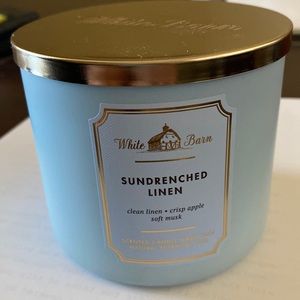 White barn sun drenched linen candle